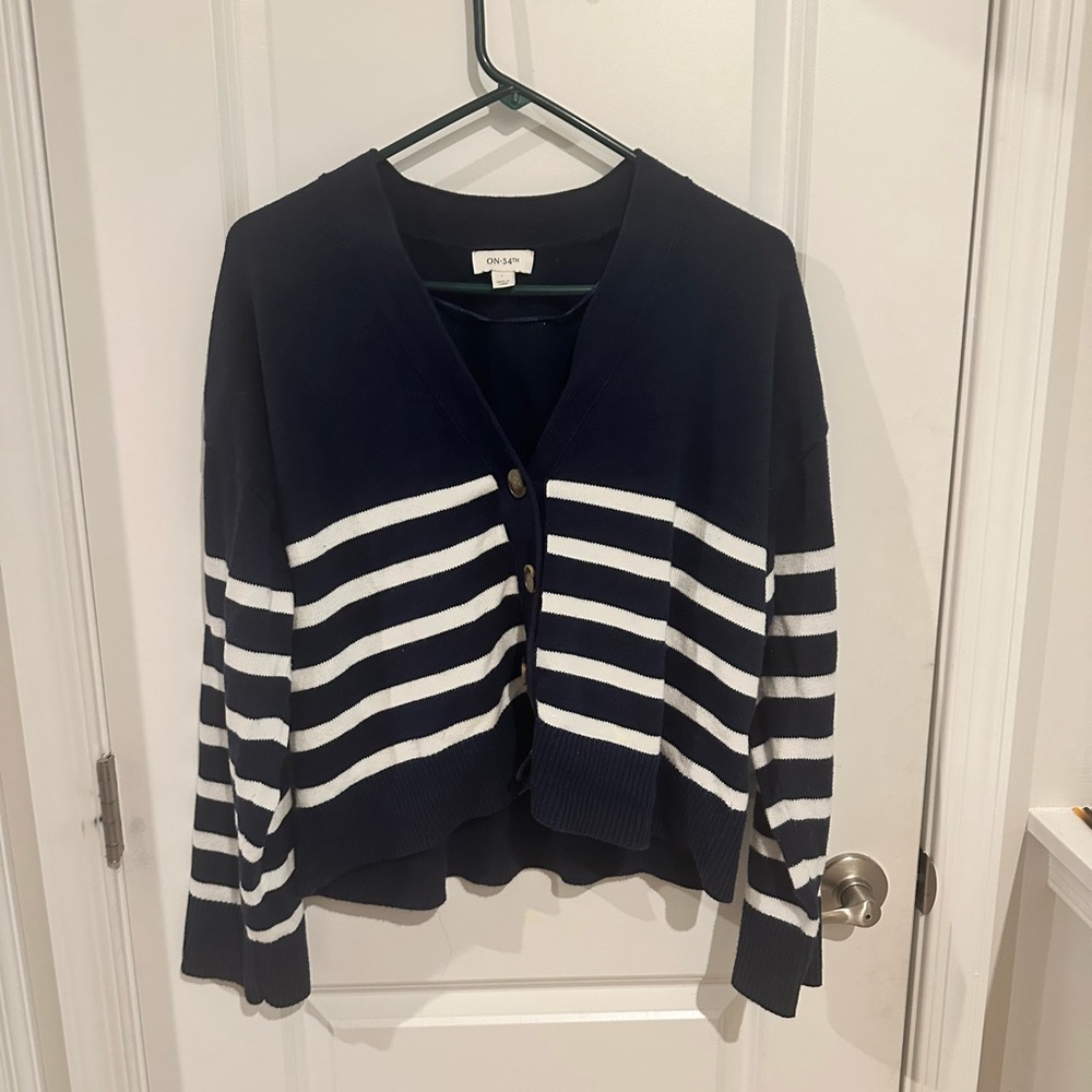 On 34th striped crop sweater
